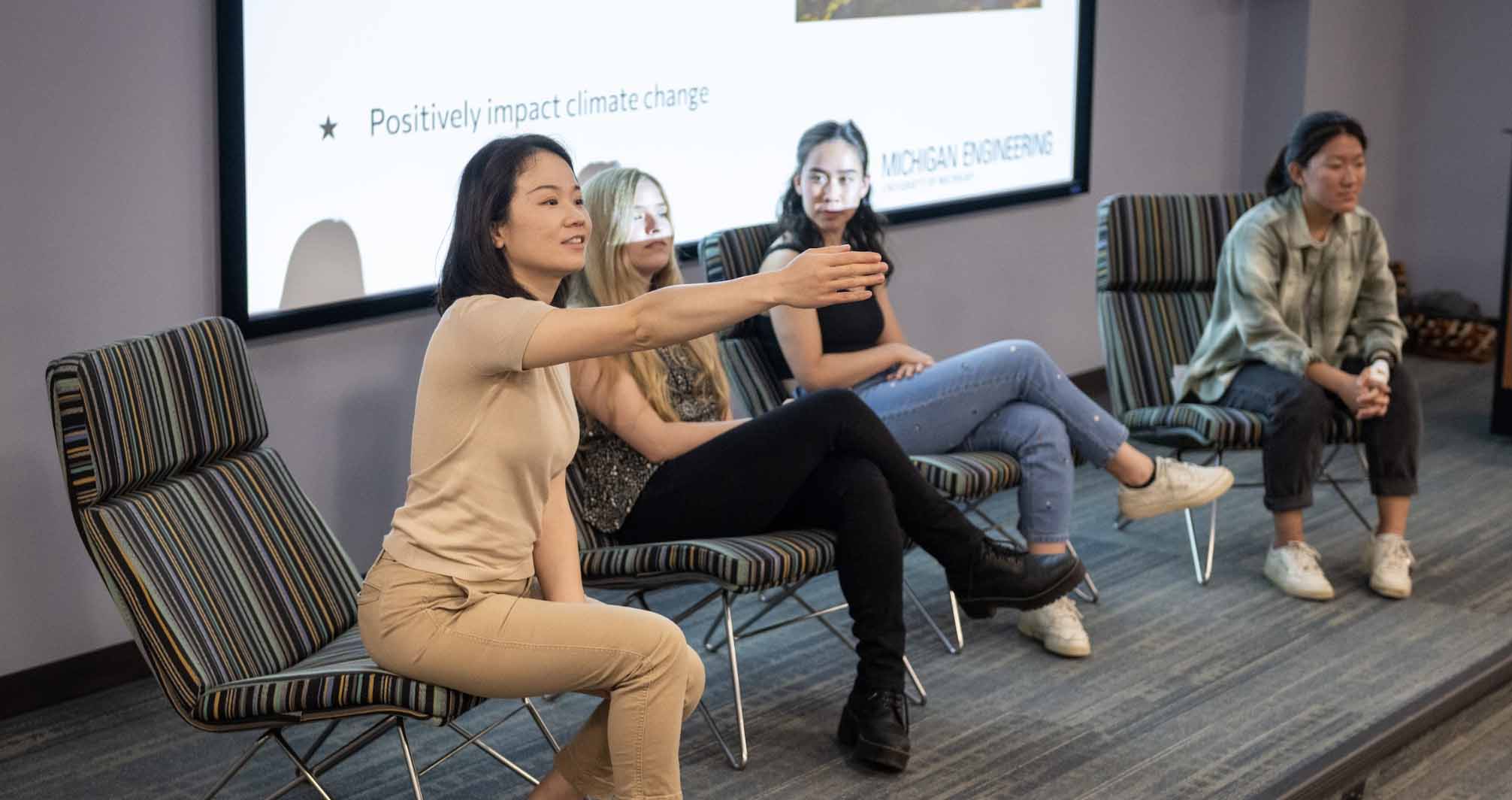 Xiwen Gong during an Xplore Engineering panel.